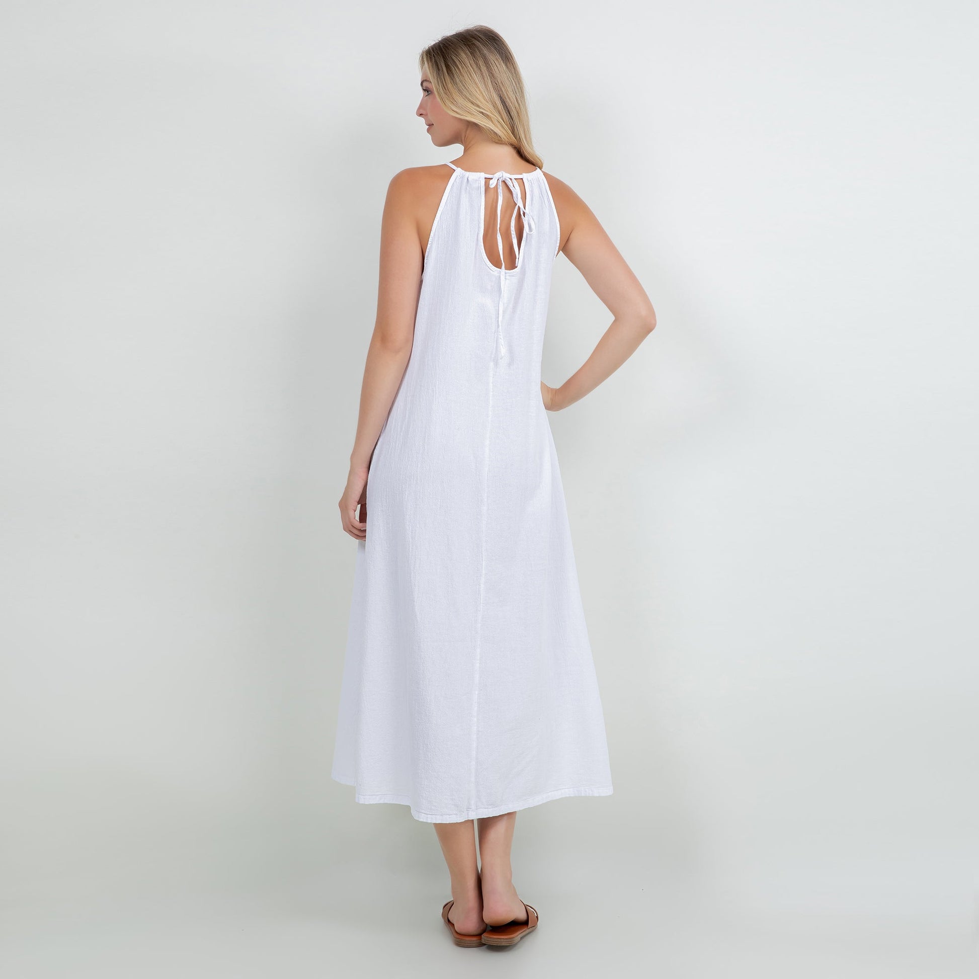 Cottonways Caterina Dress 100% Cotton Gauze in Lime Frost view 11 - Cottonways Dresses