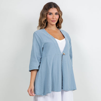 Cottonways Chinatown Elbow Length Cotton Gauze Jacket in 0 (XS/S) view 2 - Chinatown Jackets (layer)