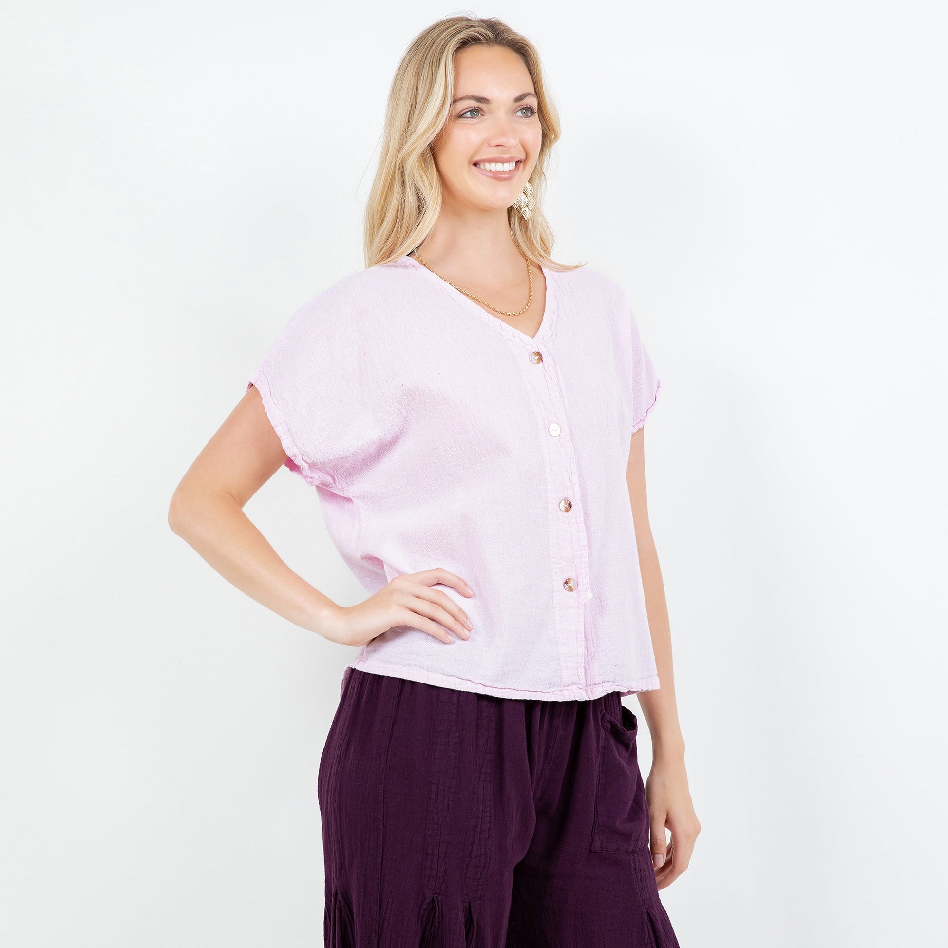 Cottonways Constance Top -100% Cotton Gauze - New Colors! in Azure/Size OSFM view 3 - Cottonways Tops