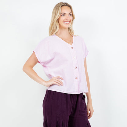 Cottonways Constance Top -100% Cotton Gauze - New Colors! in Azure/Size OSFM view 3 - Cottonways Tops