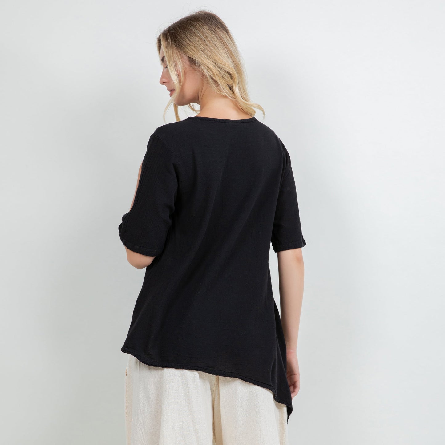 Cottonways Dagny Top - Cotton Knit Accents Overlay a Fun Sidekick 100% Cotton Gauze in 1 (S/M) view 12 - Fall Wardrobe Essent