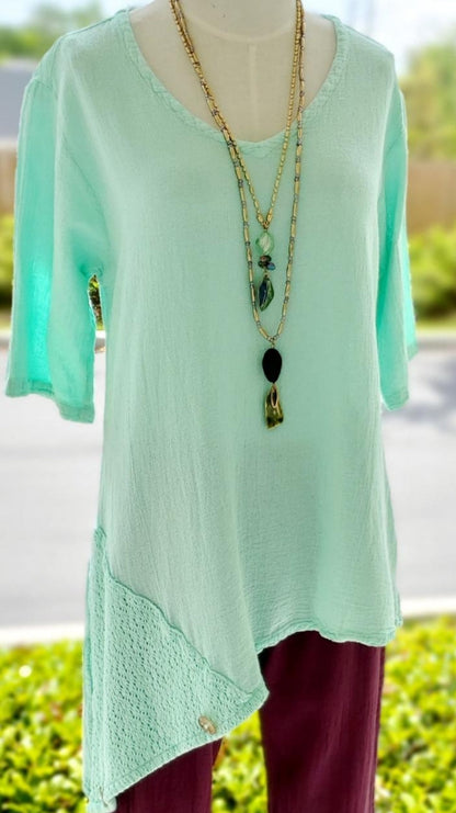 Cottonways Dagny Top - Cotton Knit Accents Overlay a Fun Sidekick 100% Cotton Gauze in 2 (L/XL) view 23 - Fall Wardrobe Essen