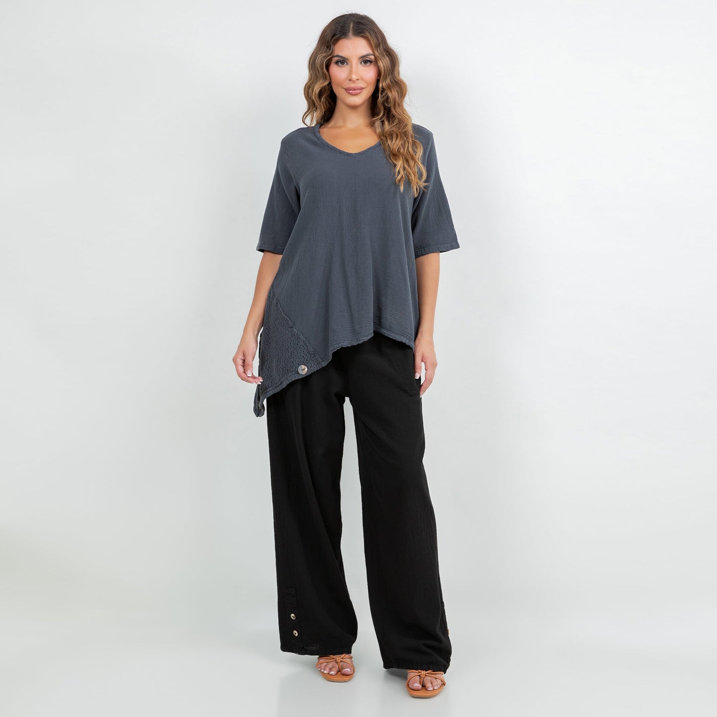 Cottonways Dagny Top - Cotton Knit Accents Overlay a Fun Sidekick 100% Cotton Gauze in 0 (XS/S) view 4 - Fall Wardrobe Essent