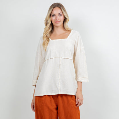 Cottonways Elena Top 100% Cotton Gauze in Azure view 3 - Cotton Elena