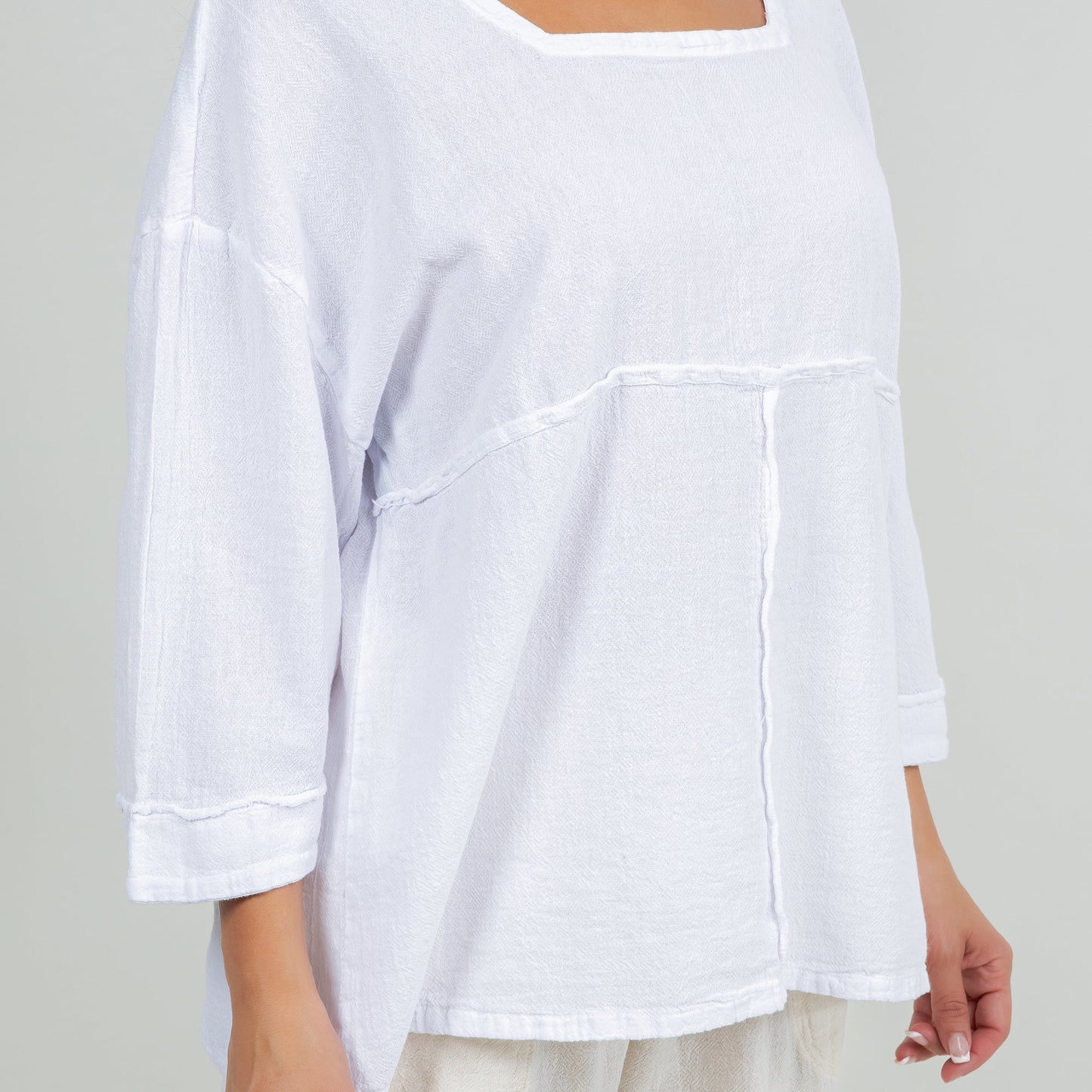 Cottonways Elena Top 100% Cotton Gauze in Ivory view 11 - Cotton Elena
