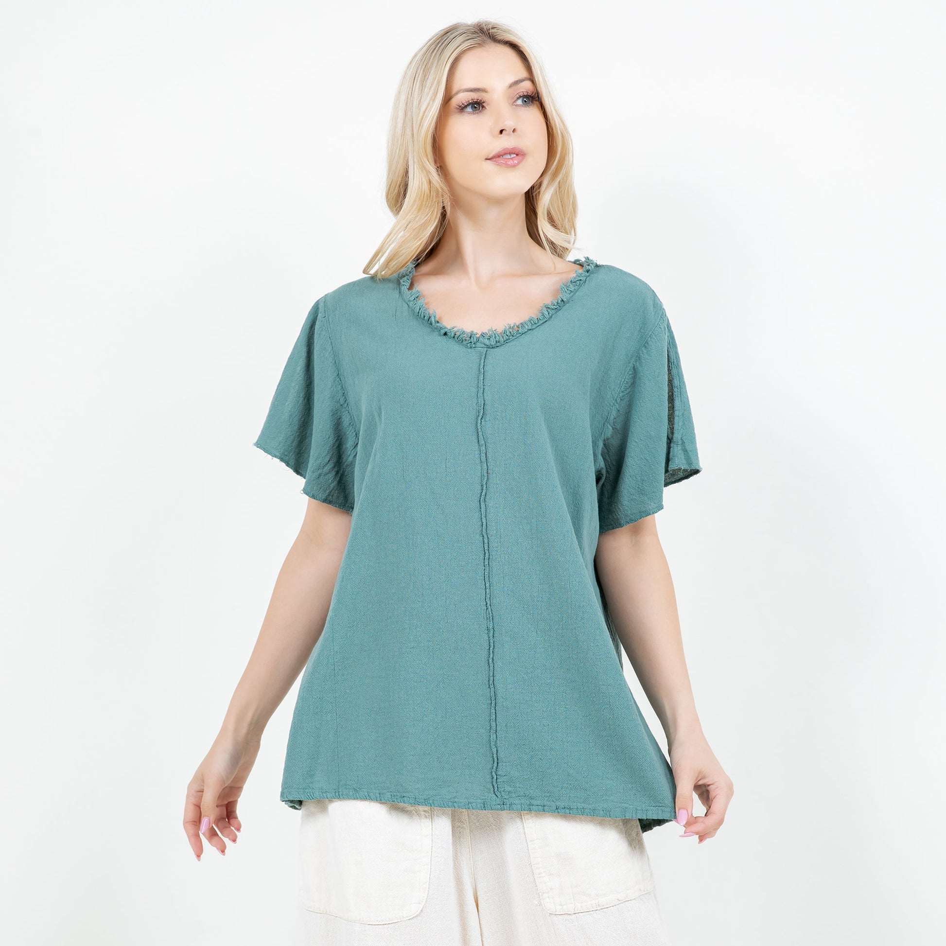 Cottonways Jan Top -100% Cotton Gauze in Black/Size OSFM view 2 - Gauze Top