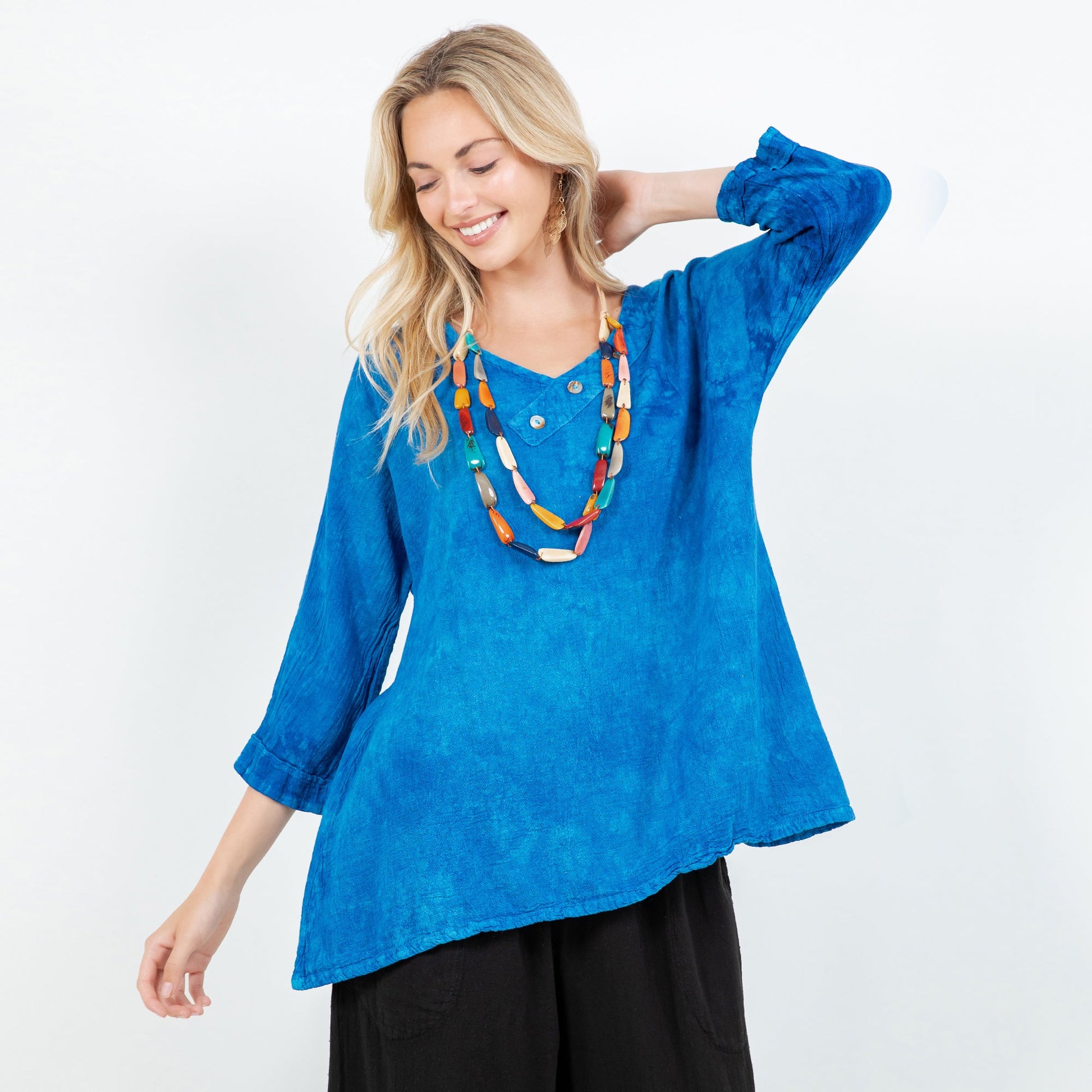 Cottonways Lu V-neck Top 100% Cotton Gauze in 0 (XS/S) view 2 - Gauze Top