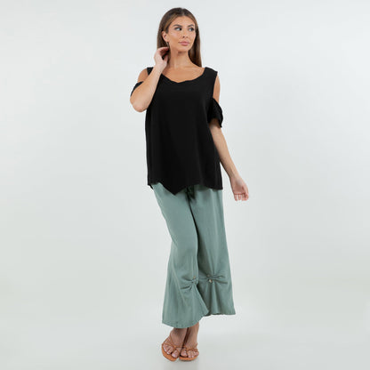 Cottonways Mylie Cold Shoulder Top 100% Cotton Gauze in 0 (XS/S) view 16 - Cottonways Tops