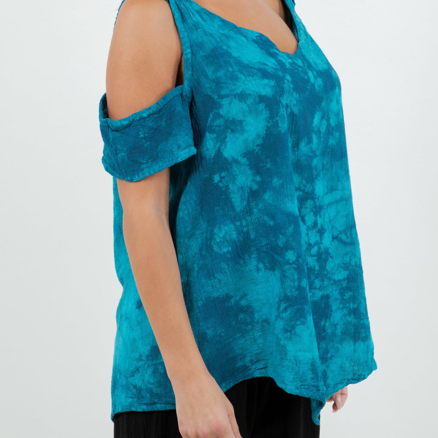 Cottonways Mylie Cold Shoulder Top 100% Cotton Gauze in 3 (2X/3X) view 4 - Cottonways Tops