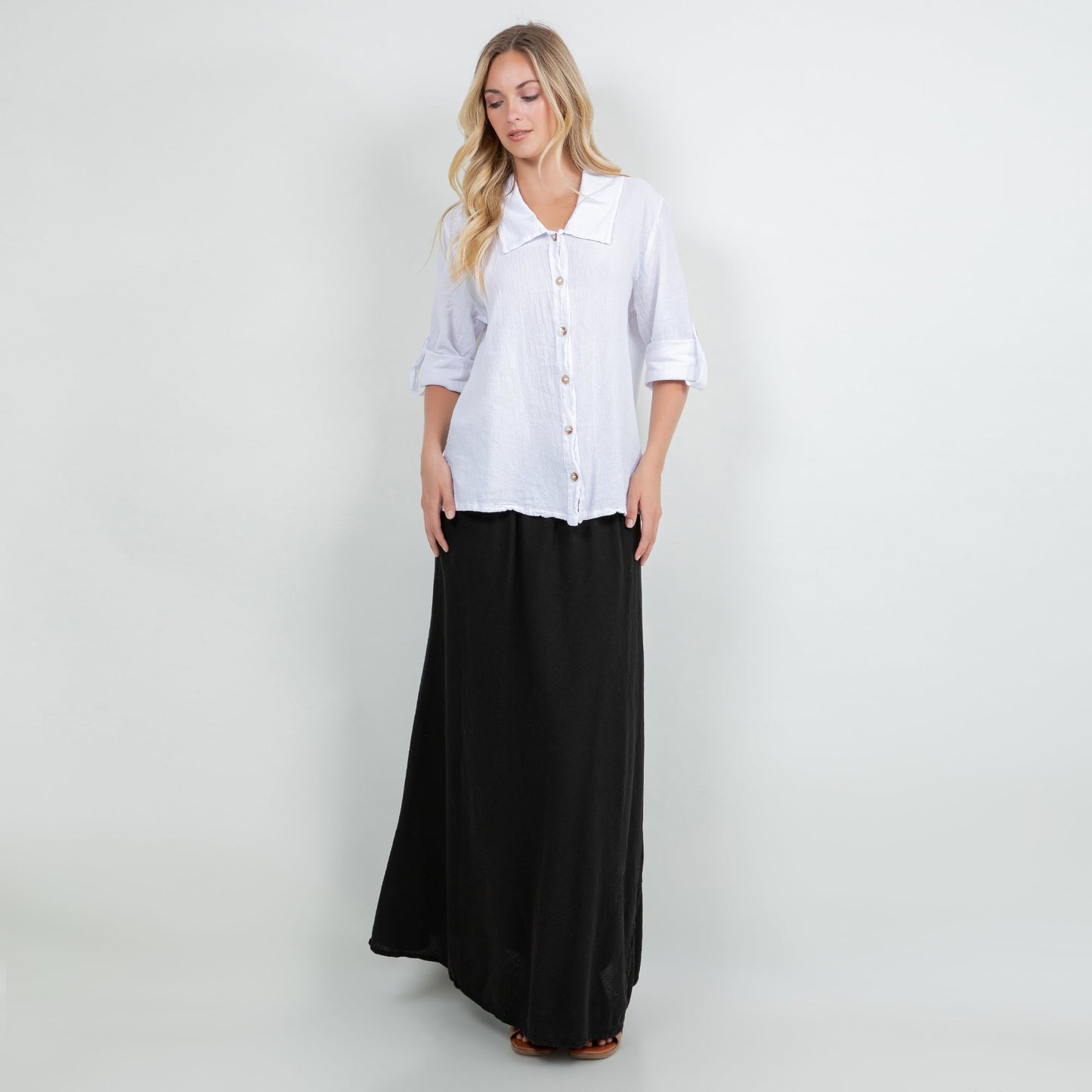 Cottonways Sloanne Button-up 100% Cotton Gauze Top in Lime Frost view 11 - Cottonways Tops
