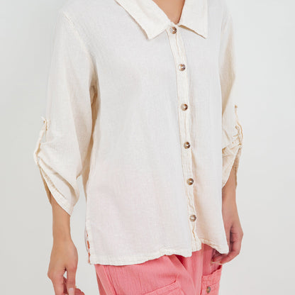 Cottonways Sloanne Button-up 100% Cotton Gauze Top in Sangria view 19 - Cottonways Tops
