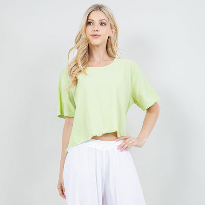Cottonways Women's 100% Cotton Gauze Heidi Top in Iron/Size OSFM view 9 - Cottonways Tops