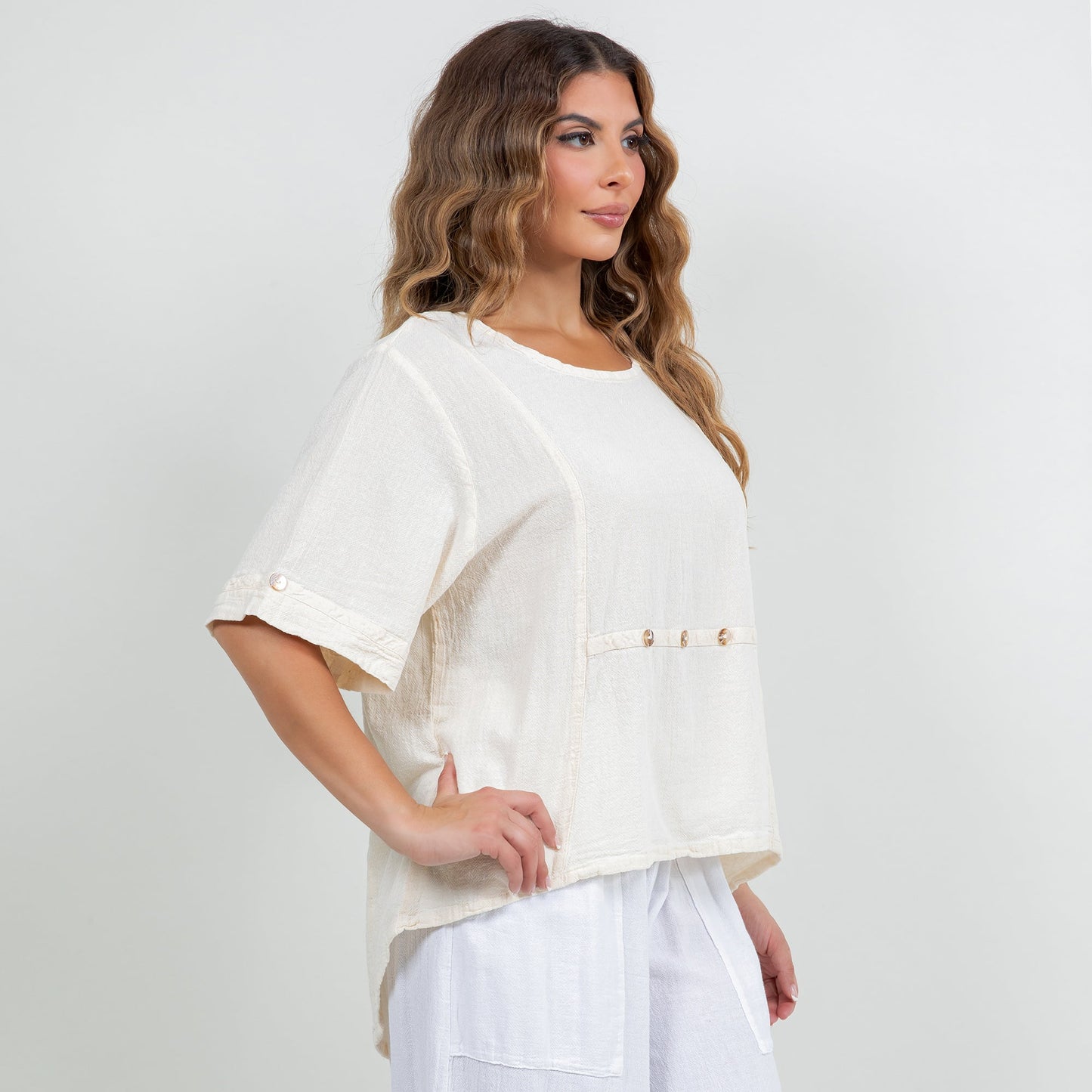 Cottonways Women's 100% Cotton Gauze Kira Top in Caspian view 4 - Cottonways Tops