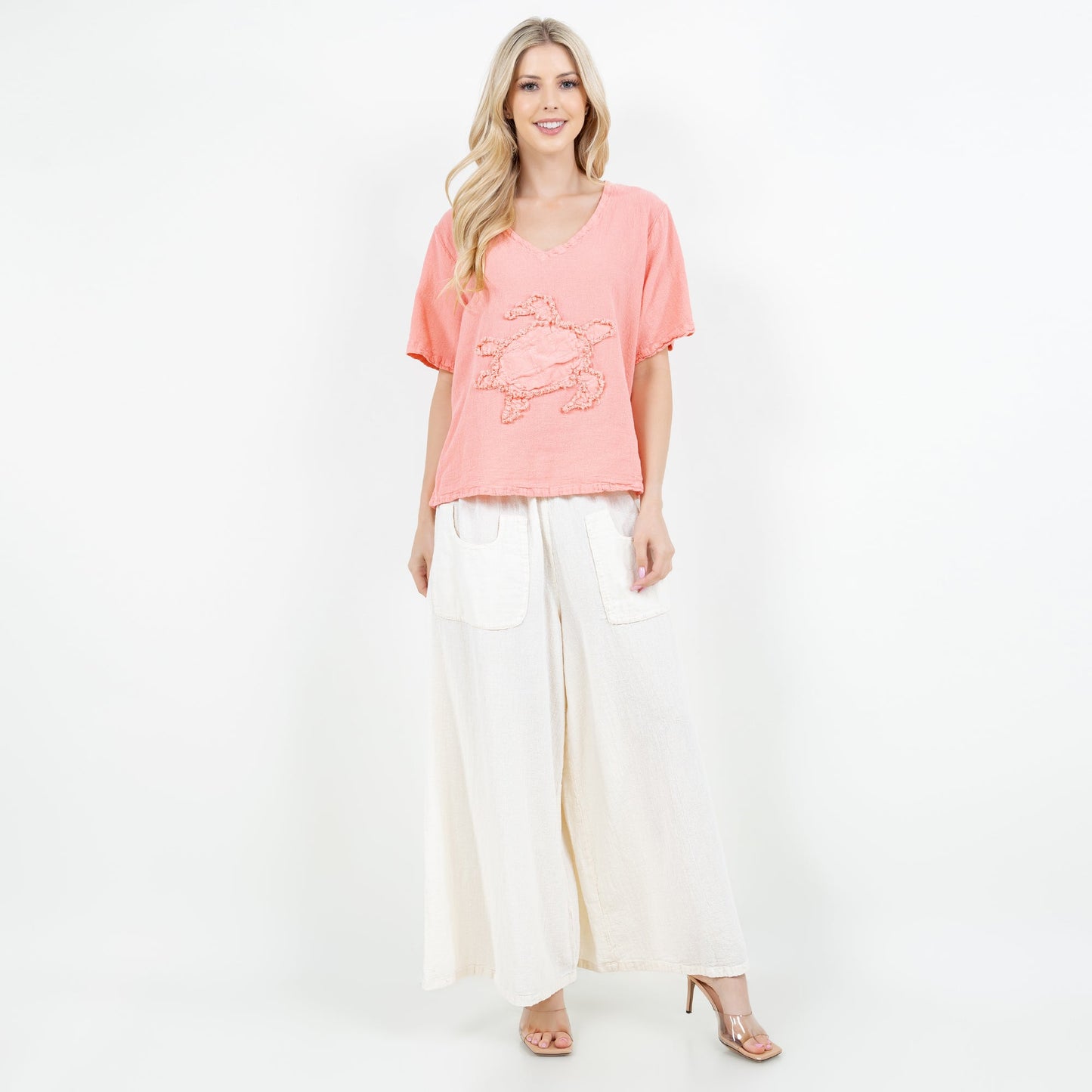 Cottonways Women's 100% Cotton Gauze Turtle Top in Iron view 14 - Cottonways Tops