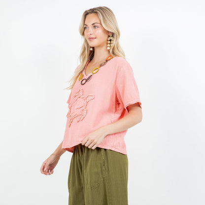 Cottonways Women's 100% Cotton Gauze Turtle Top in Mustard view 20 - Cottonways Tops