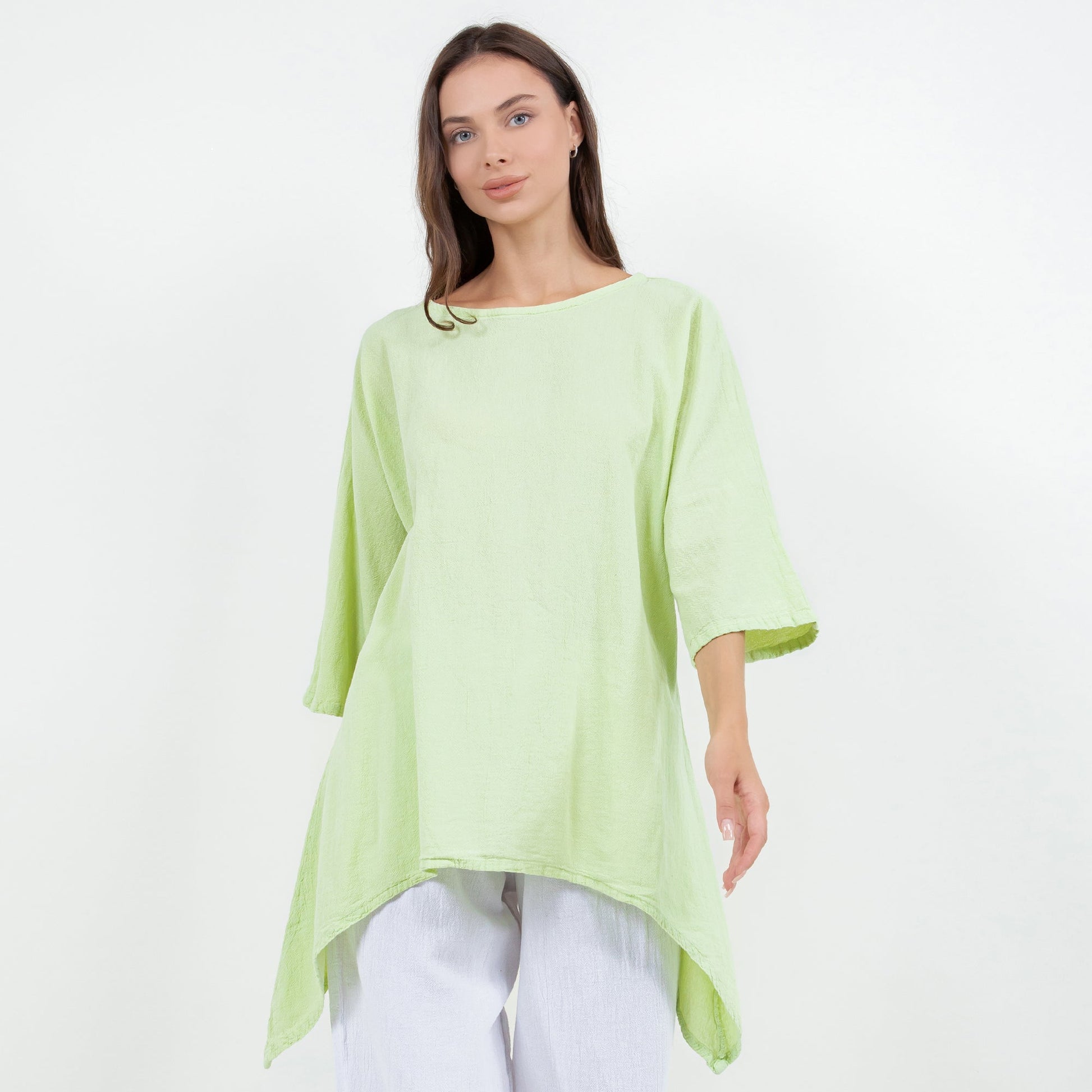 Cottonways Women's Cotton Gauze Angela Top in Lime Frost view 11 - Cottonways Tops