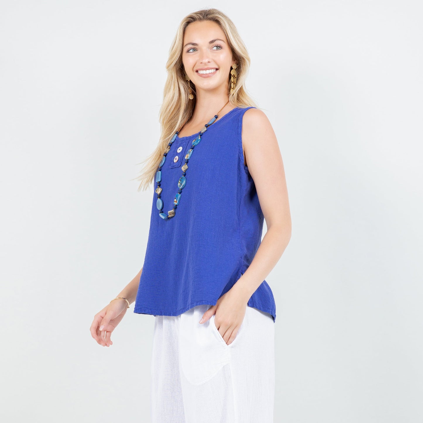 Cottonways Women's Cotton Gauze Anne Top in Salsa/ Size OSFM view 21 - Cottonways Tops