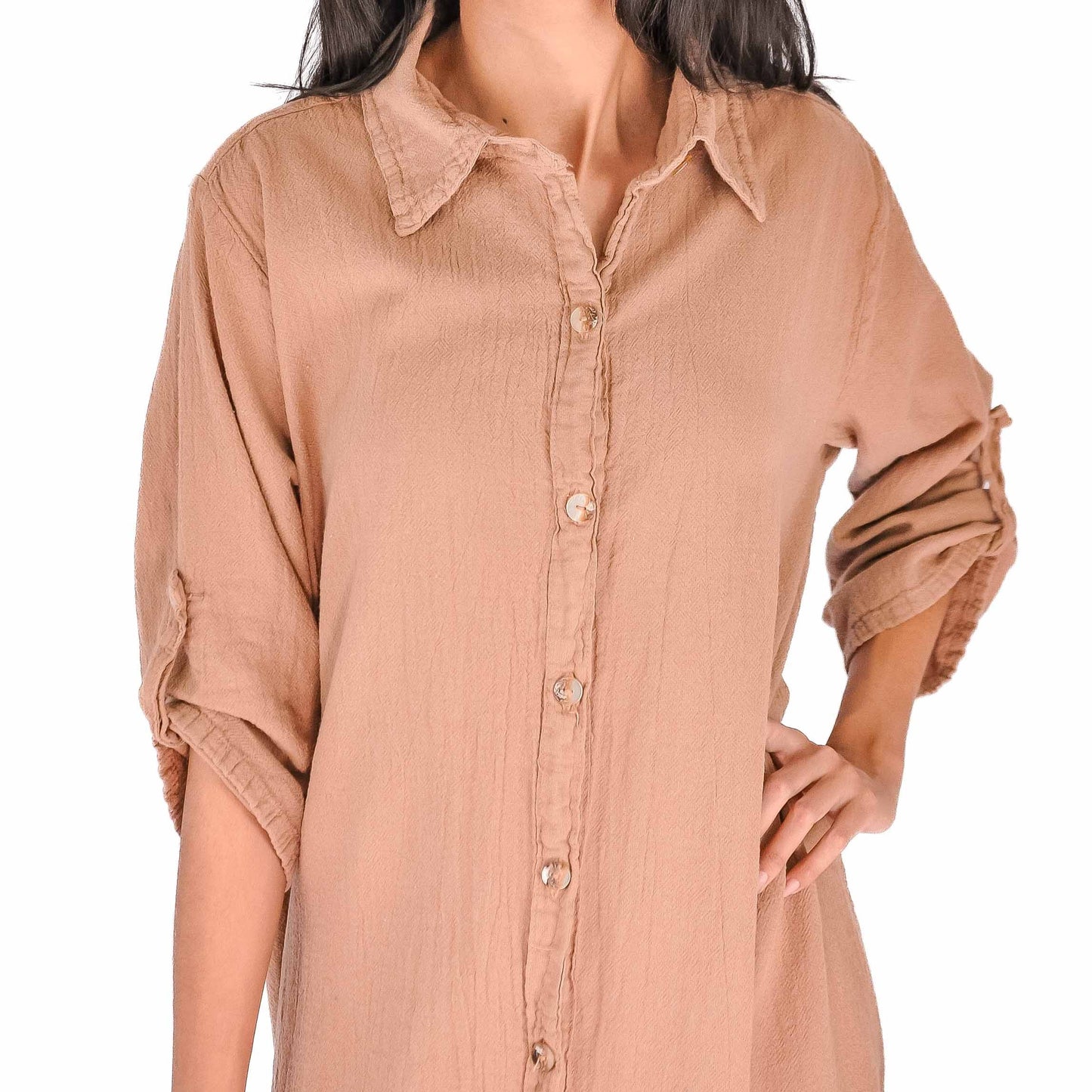 Cottonways Women's Cotton Gauze Chris Tunic in Topaz/Size OSFM view 24 - Cotton Womens Tunics