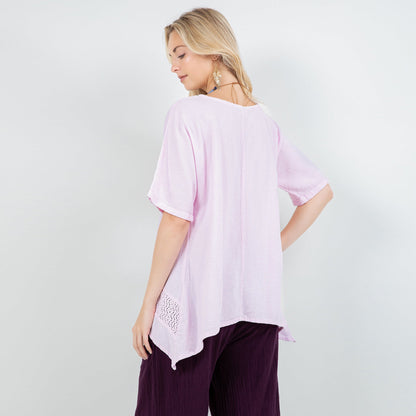 Cottonways Women's Cotton Gauze Cynthia Top in Indigo/ Size OSFM view 8 - Cottonways Tops