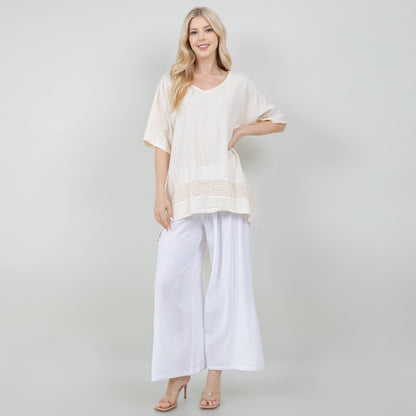 Cottonways Women's Cotton Gauze Cynthia Top in Ivory/ Size OSFM view 11 - Cottonways Tops