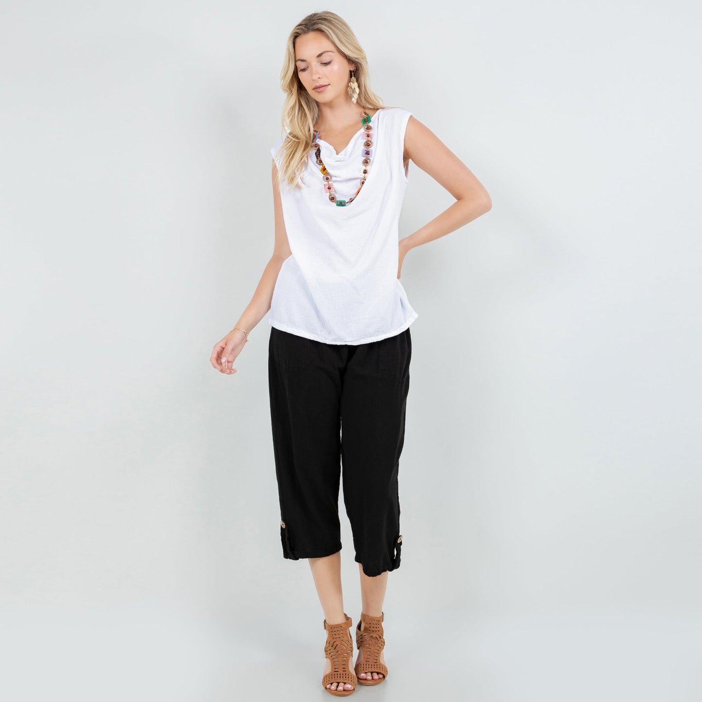 Cottonways Women's Cotton Gauze Rosemary Top in Walnut/Size OSFM view 7 - Cottonways Tops