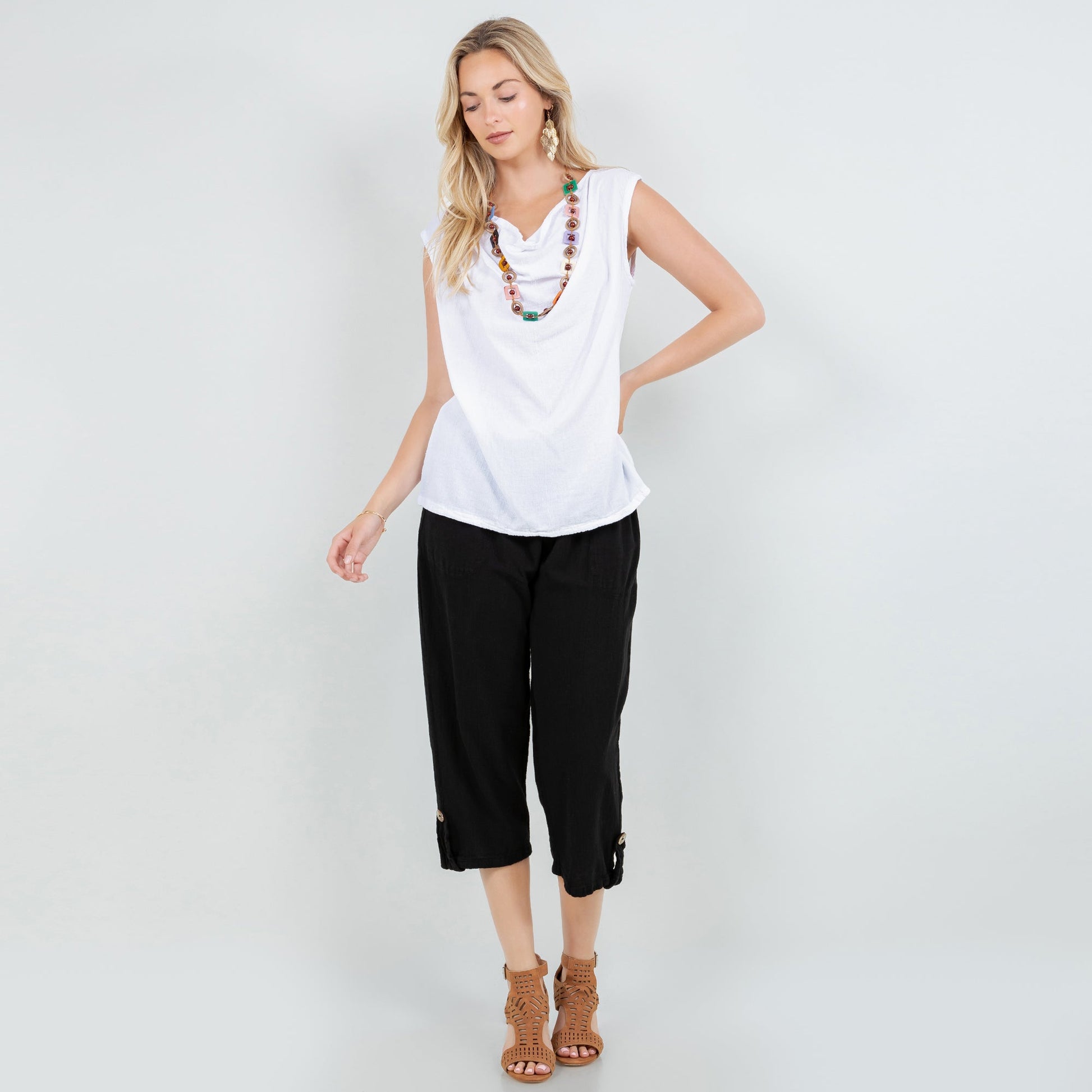 Cottonways Women's Cotton Gauze Rosemary Top in Walnut/Size OSFM view 7 - Cottonways Tops