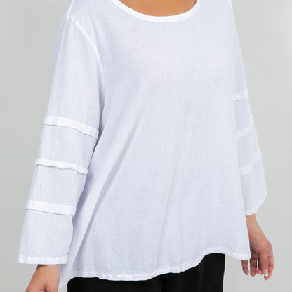 Cottonways Women's Cotton Gauze Sabrina Top in Azure view 2 - Cottonways Tops