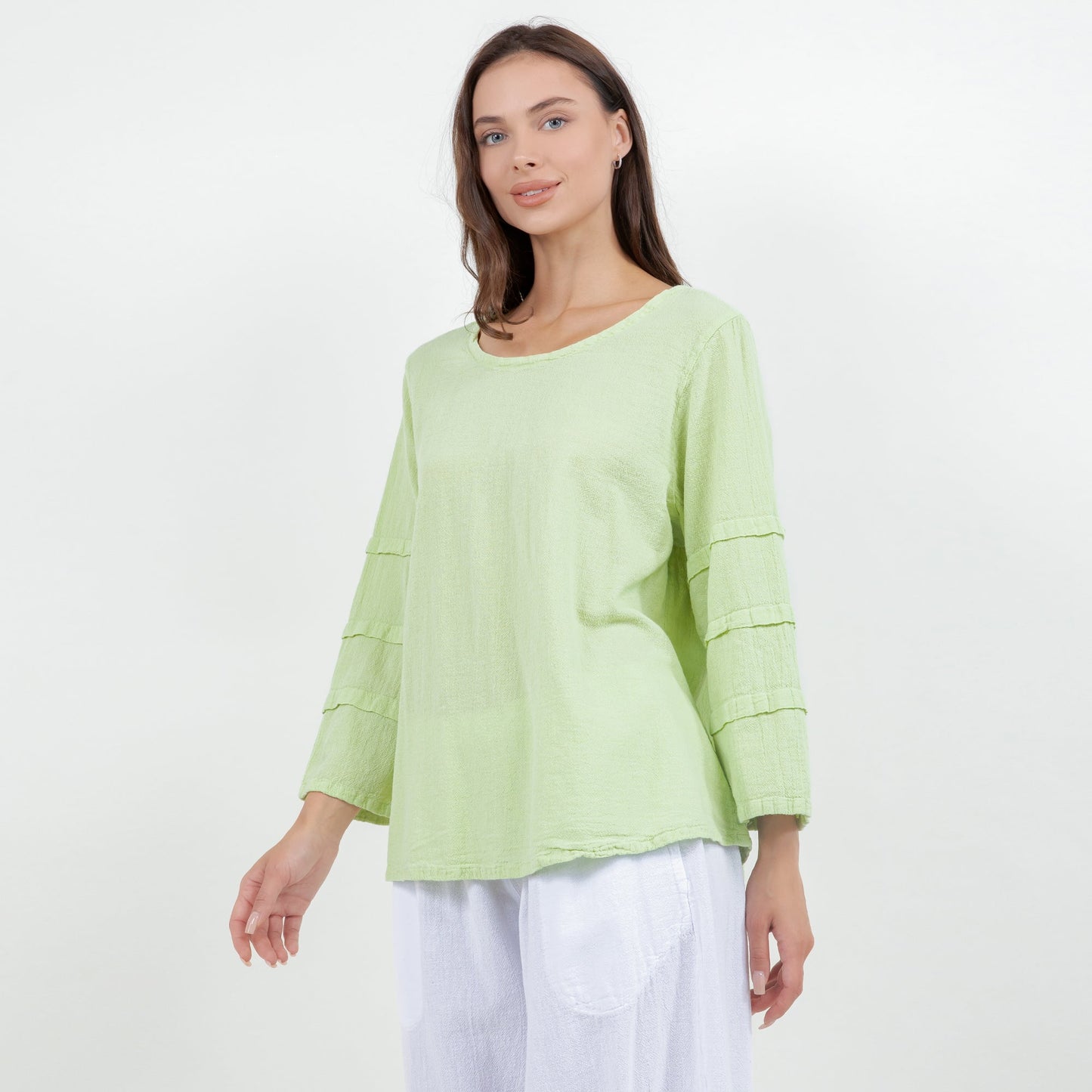 Cottonways Women's Cotton Gauze Sabrina Top in Caspian view 4 - Cottonways Tops