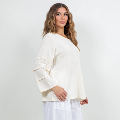 Cottonways Women's Cotton Gauze Sabrina Top in Indigo view 6 - Cottonways Tops