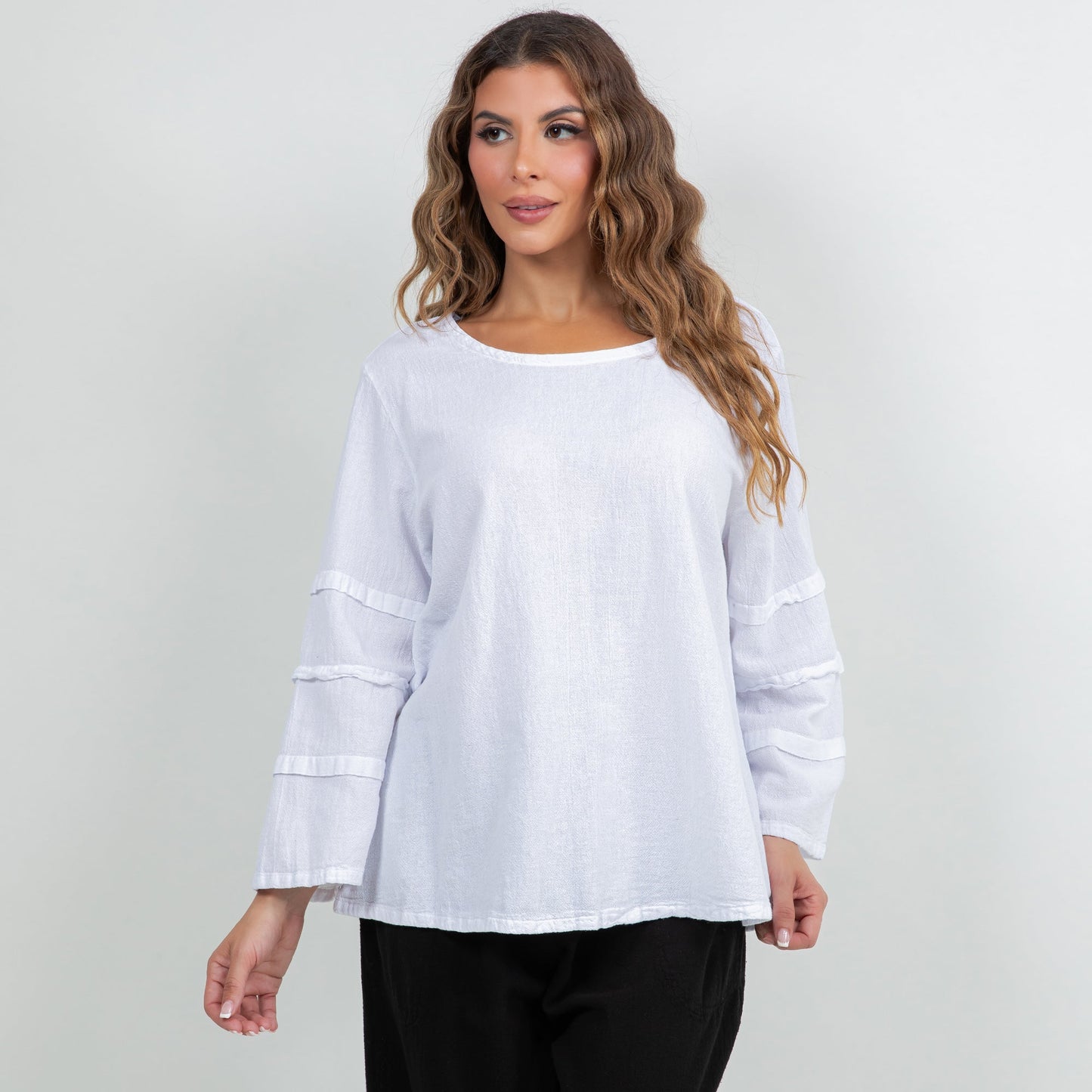 Cottonways Women's Cotton Gauze Sabrina Top in Island view 8 - Cottonways Tops