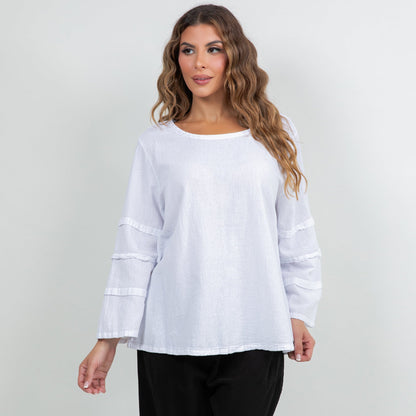 Cottonways Women's Cotton Gauze Sabrina Top in Island view 8 - Cottonways Tops