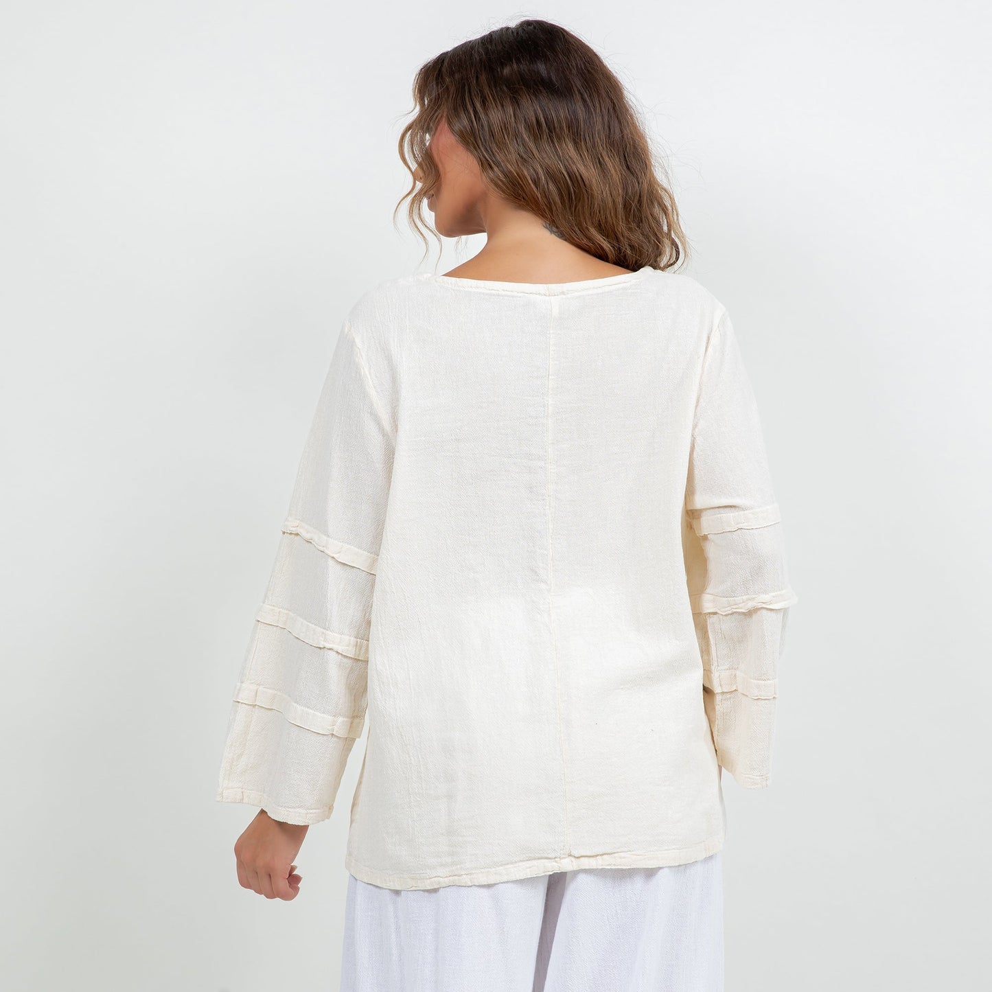 Cottonways Women's Cotton Gauze Sabrina Top in Ivory view 9 - Cottonways Tops