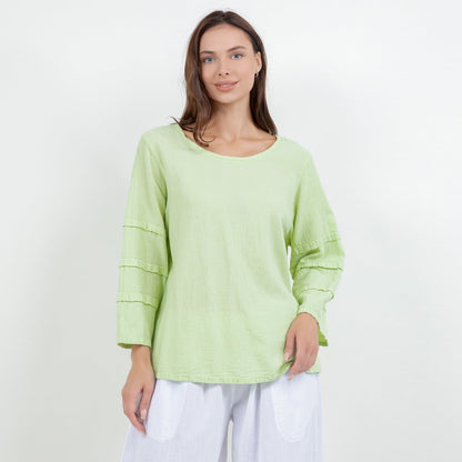Cottonways Women's Cotton Gauze Sabrina Top in Magenta view 12 - Cottonways Tops