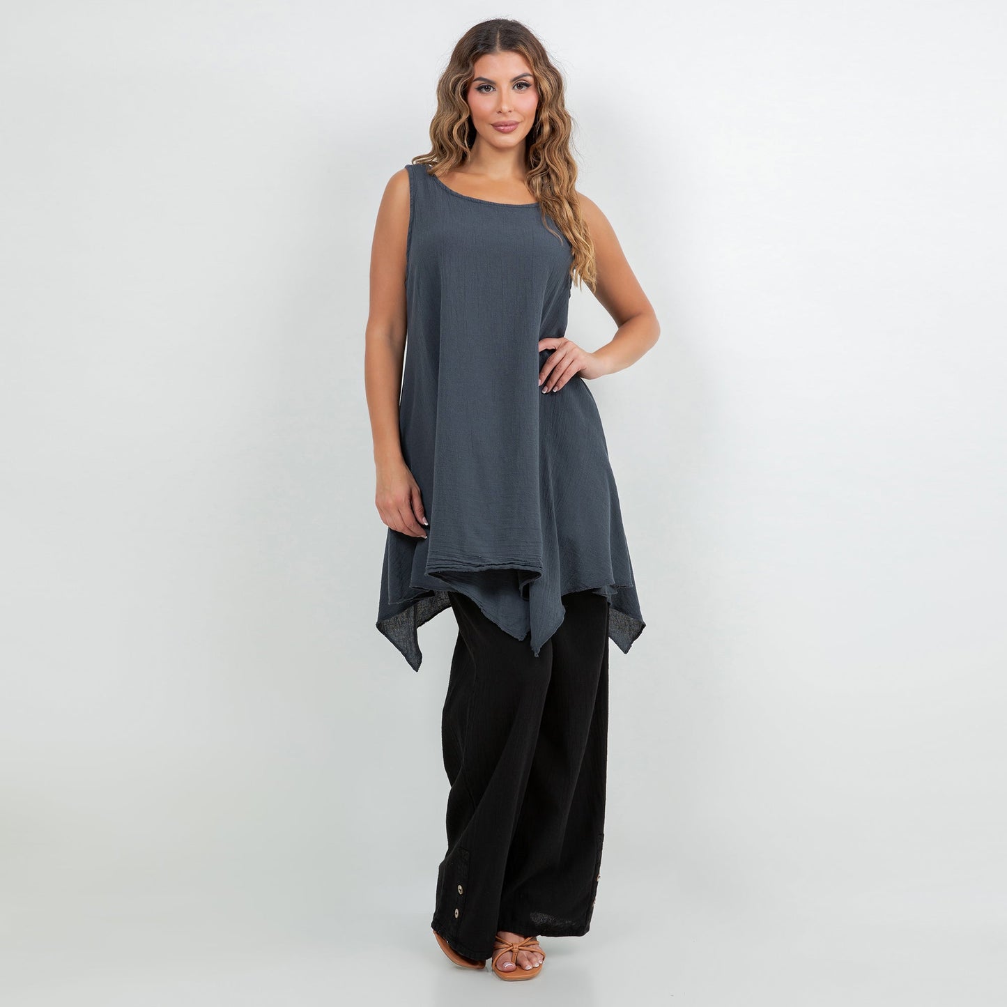 Cottonways Women's Natalie Cotton Gauze Tank in 1 (S/M) view 3 (top)