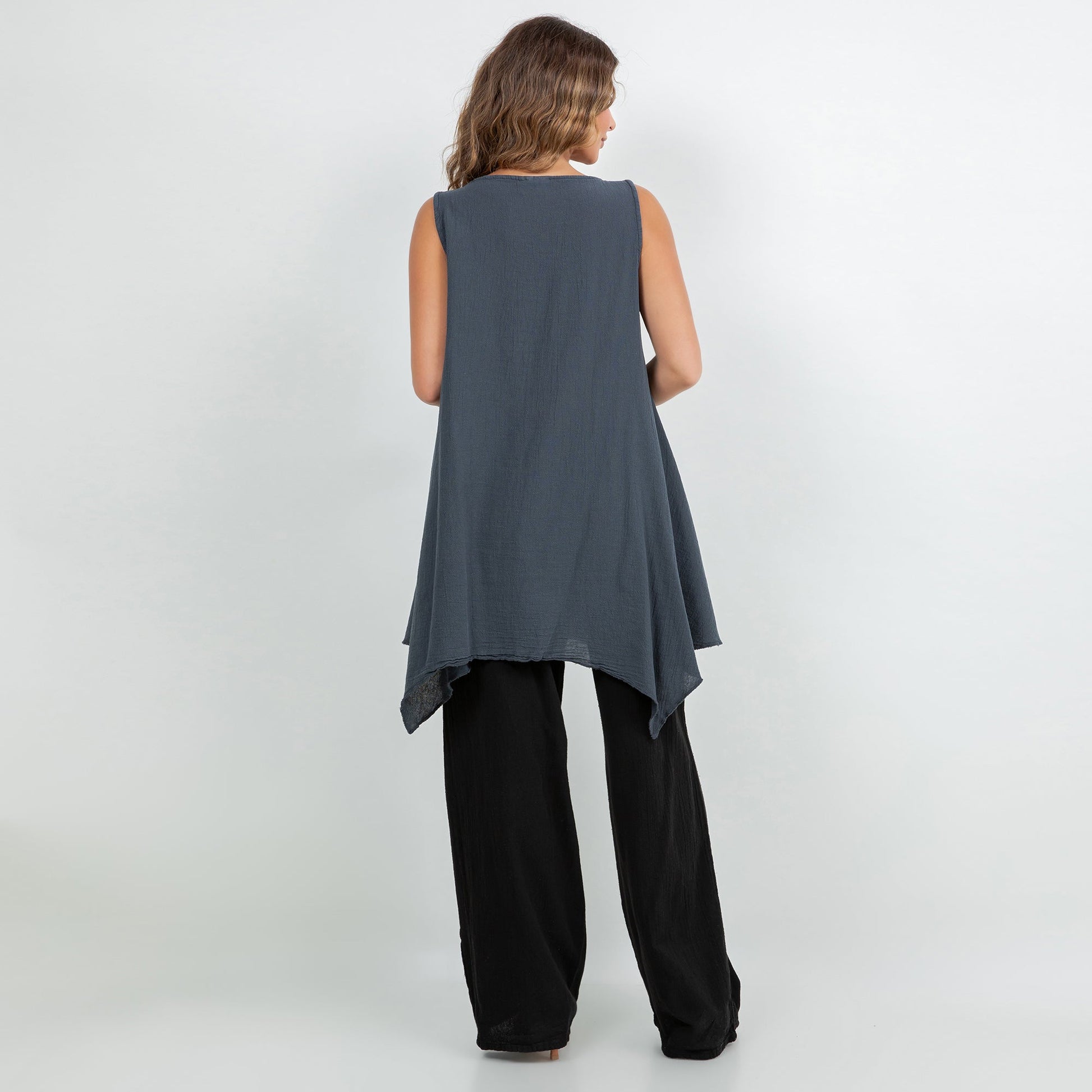 Cottonways Women's Natalie Cotton Gauze Tank in 1 (S/M) view 7 (top)