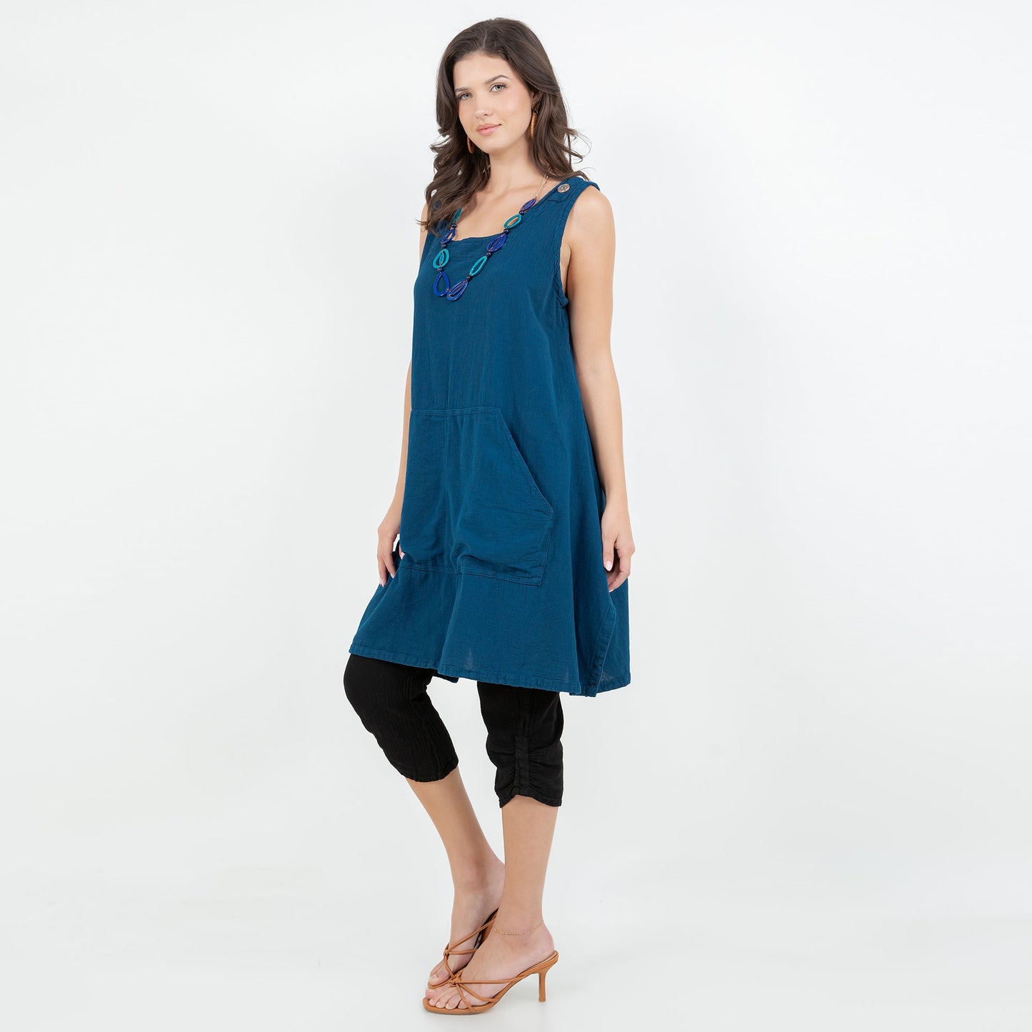 Cottonways Zizi Tunic with Pocket! 100% Cotton Gauze Top in Heather/ OSFM view 11 - Cottonways Tops