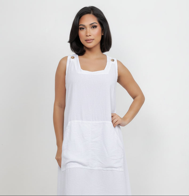 Cottonways Zizi Tunic with Pocket! 100% Cotton Gauze Top in Azure/ OSFM view 3 - Cottonways Tops