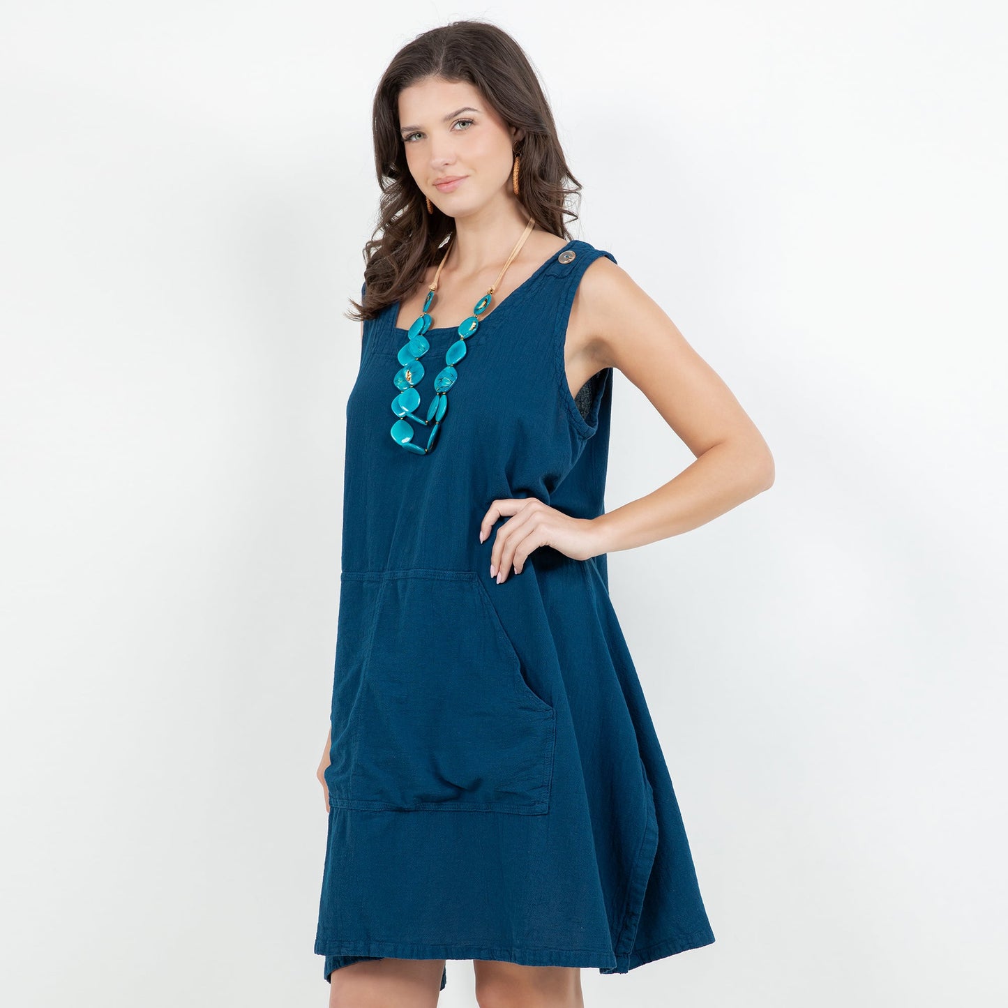 Cottonways Zizi Tunic with Pocket! 100% Cotton Gauze Top in Citrus/ OSFM view 7 - Cottonways Tops