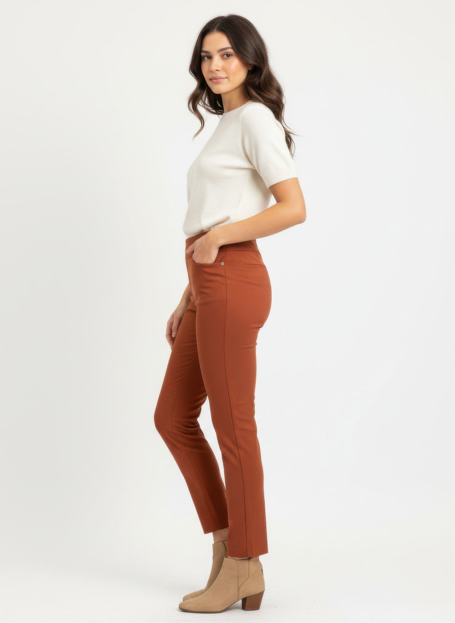 Counterparts Pull on Solid Pants in Sienna view 2 - Counterparts Pants Pull On (bottom)