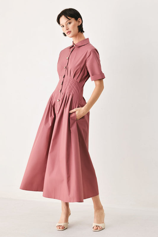 Countryside Charm Woven Midi Dress in OLIVE view 2 - Country Charm Dress