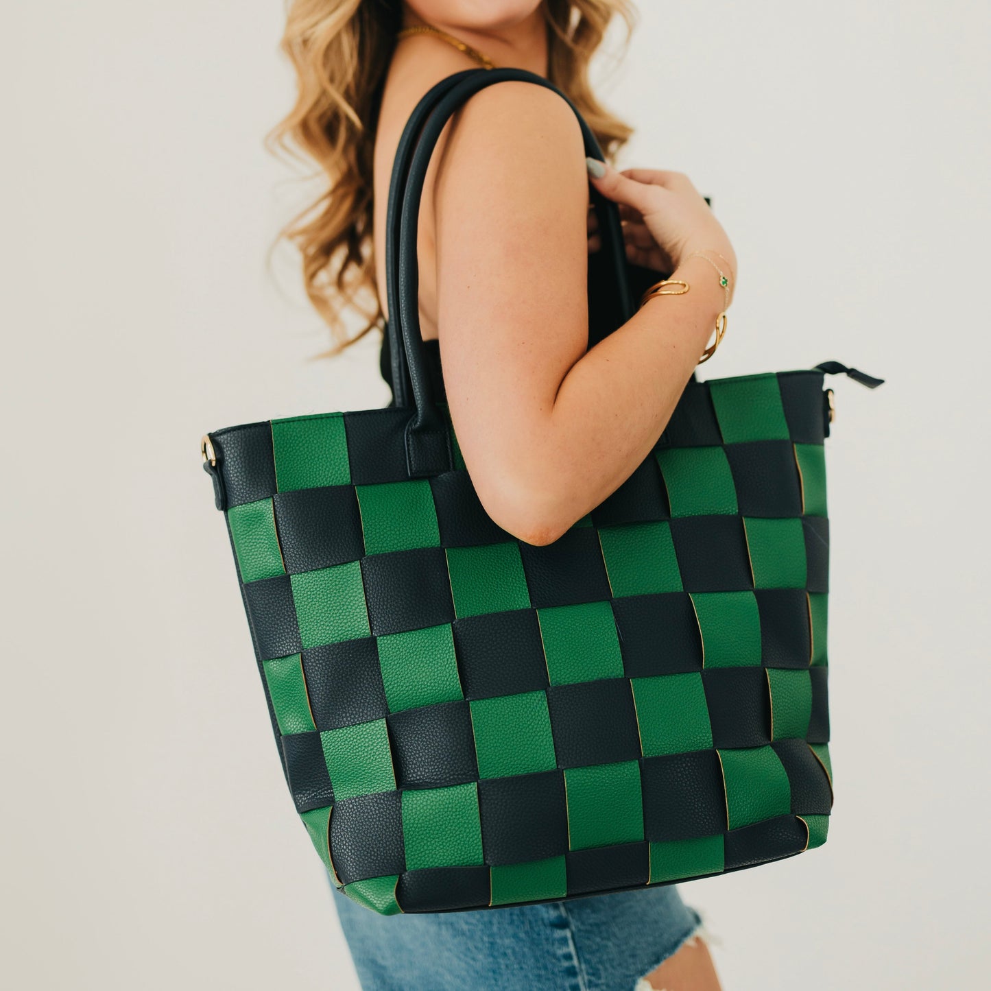 Courtney Checkered Tote in Checkered Black - Courtly Check To Go Tote (bag)