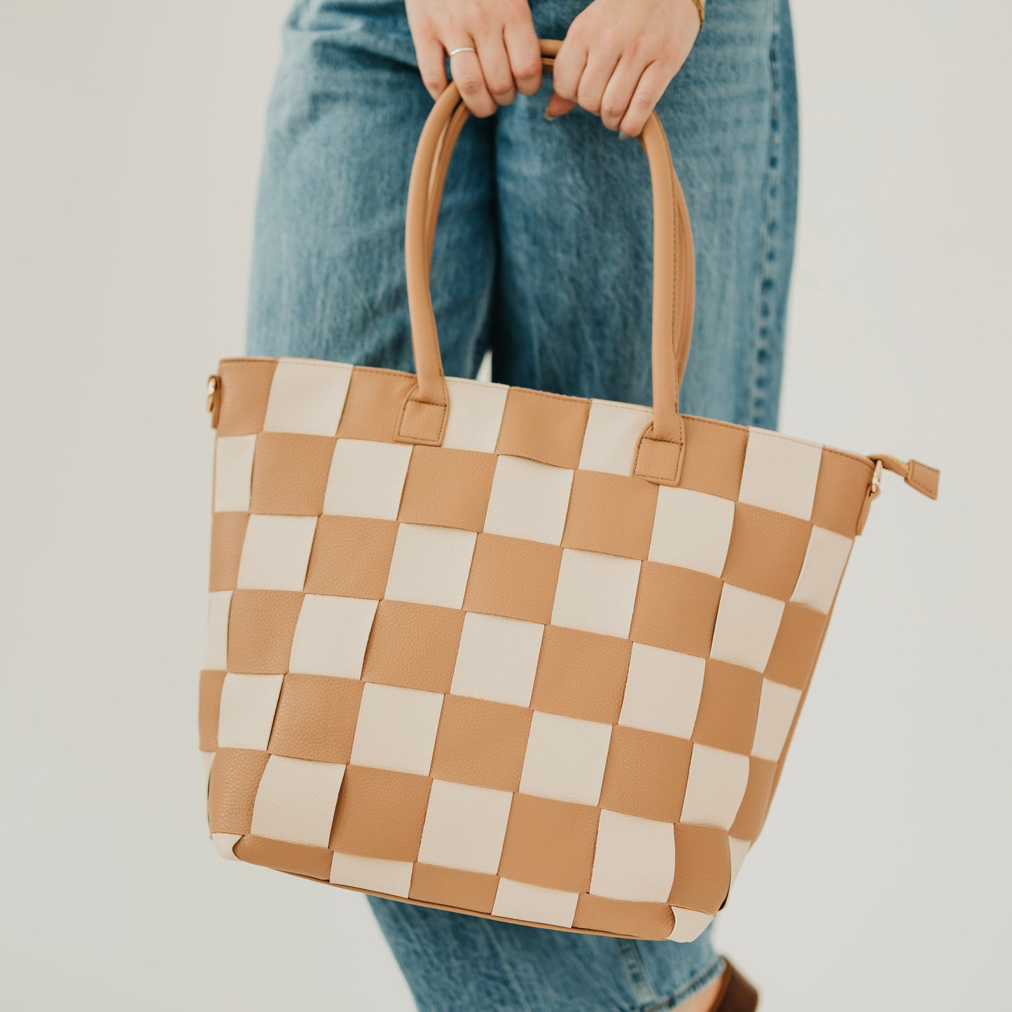 Courtney Checkered Tote in Checkered Tan view 2 - Courtly Check To Go Tote (bag)
