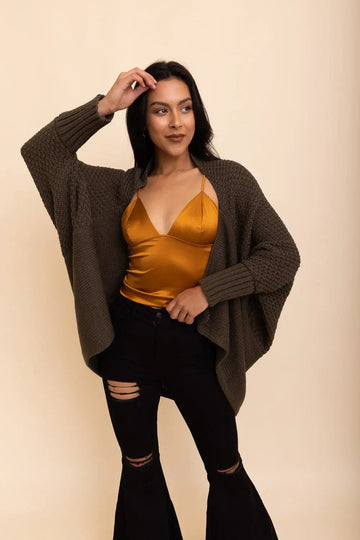 Cozy Chic Bat Wing Bliss Knit Cardigan Top - MeeeShop Women's Fashion