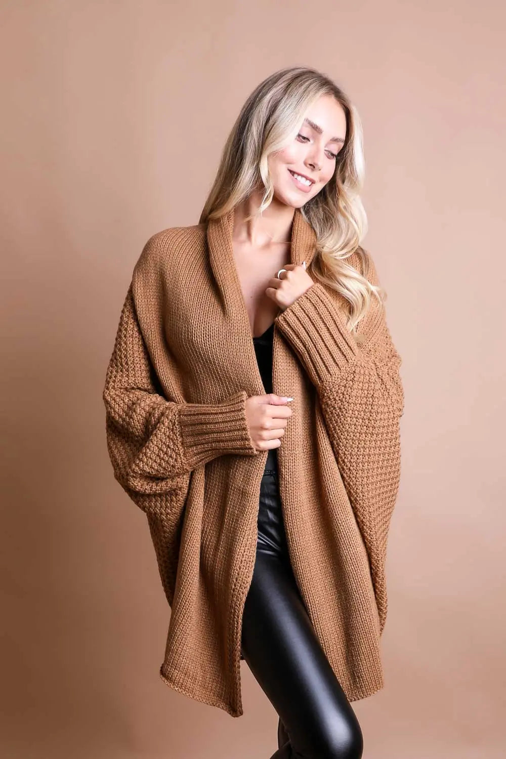 Cozy Chic Bat Wing Bliss Knit Cardigan Top - MeeeShop Women's Fashion