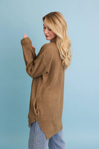 Cozy Open-front Waffle Knit Long Cardigan - Winter Staple ⛄ Top - MeeeShop Women's Fashion