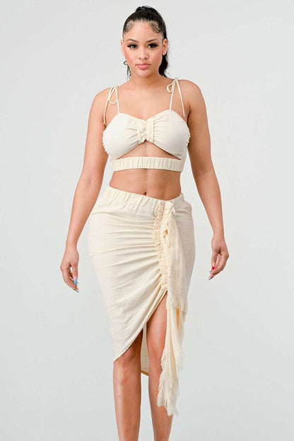 Cream Dream Ruched Set in Large view 3 - The Dream.Collection Cream (one-piece)