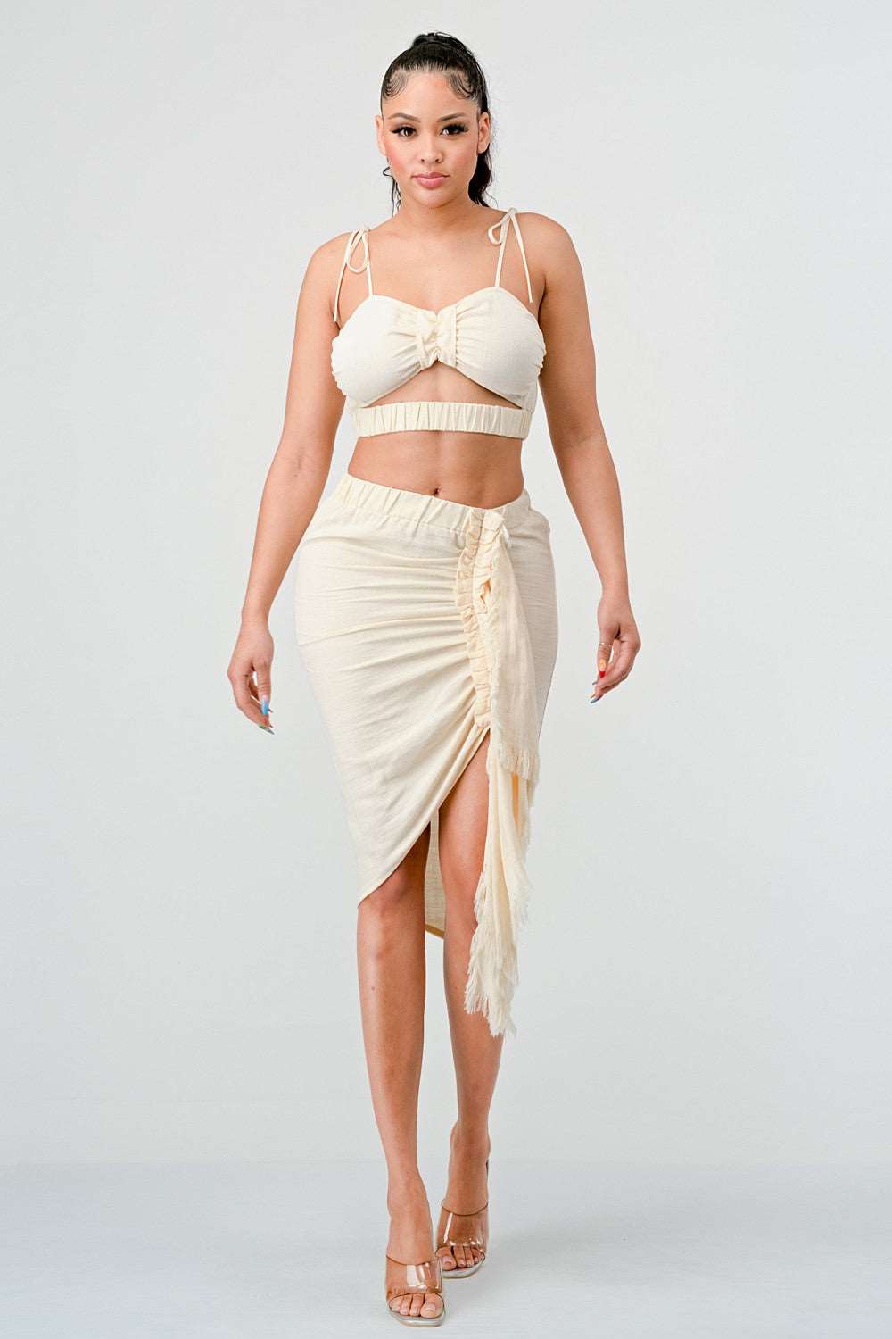 Cream Dream Ruched Set in Small - The Dream.Collection Cream (one-piece)