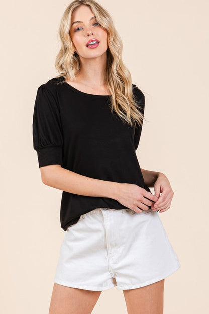 Crochet Lace Back Puff Sleeve Top in White view 4 - Crochet Lace Top Pattern