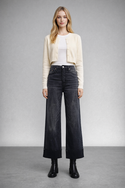 elodie tummy control Elodie Tummy Control Inseam Transform High Rise A-line Wide Jeans 3 (25) (bottom) - shop at us.meeeshop