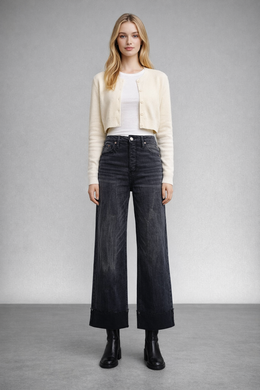 Elodie Tummy Control Inseam Transform High Rise A-line Wide Jeans